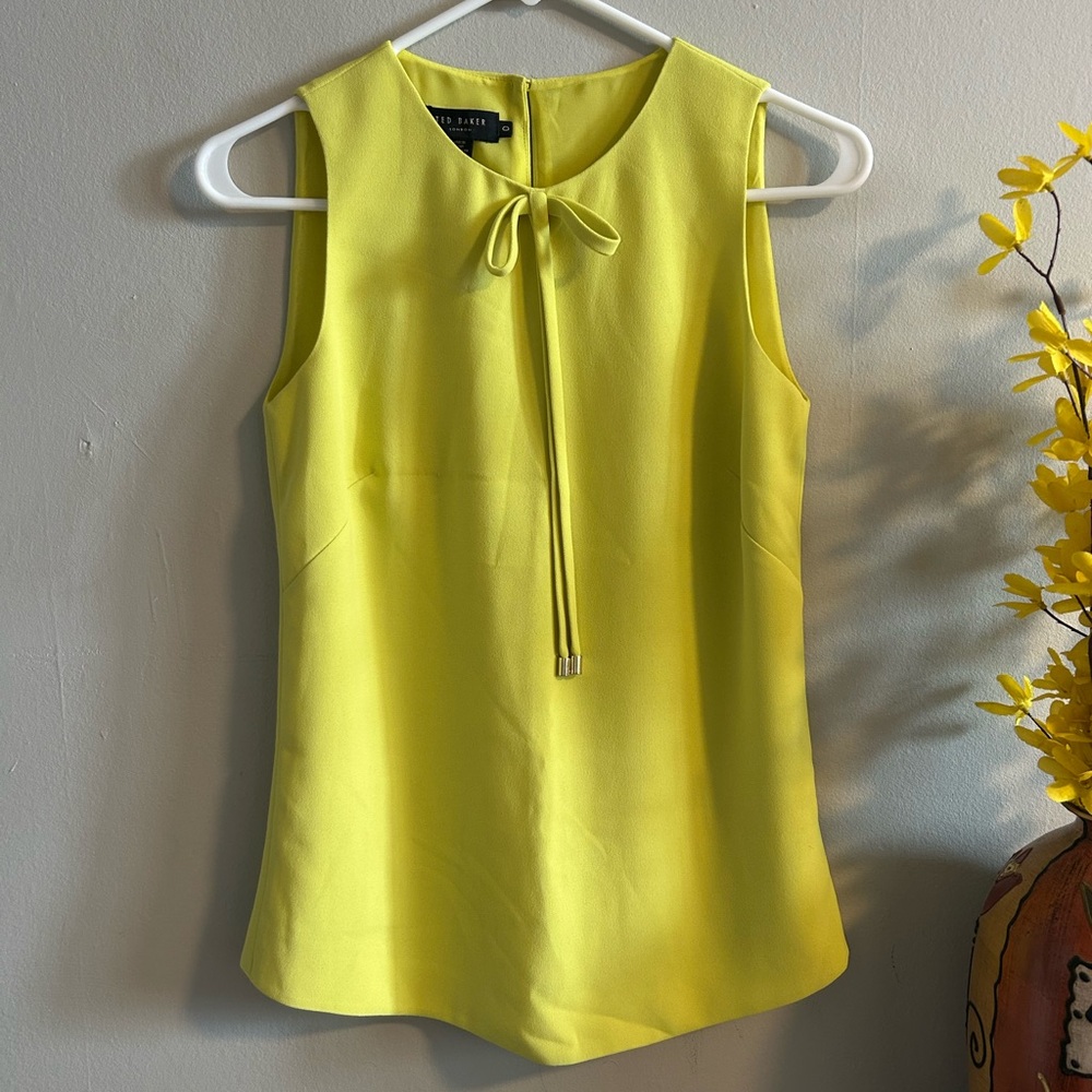 Ted Baker Green Sleeveless Tie Front Blouse